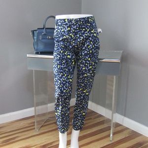 NEW GAP Slim Cropped Pants Blue Yellow Print Sz 6